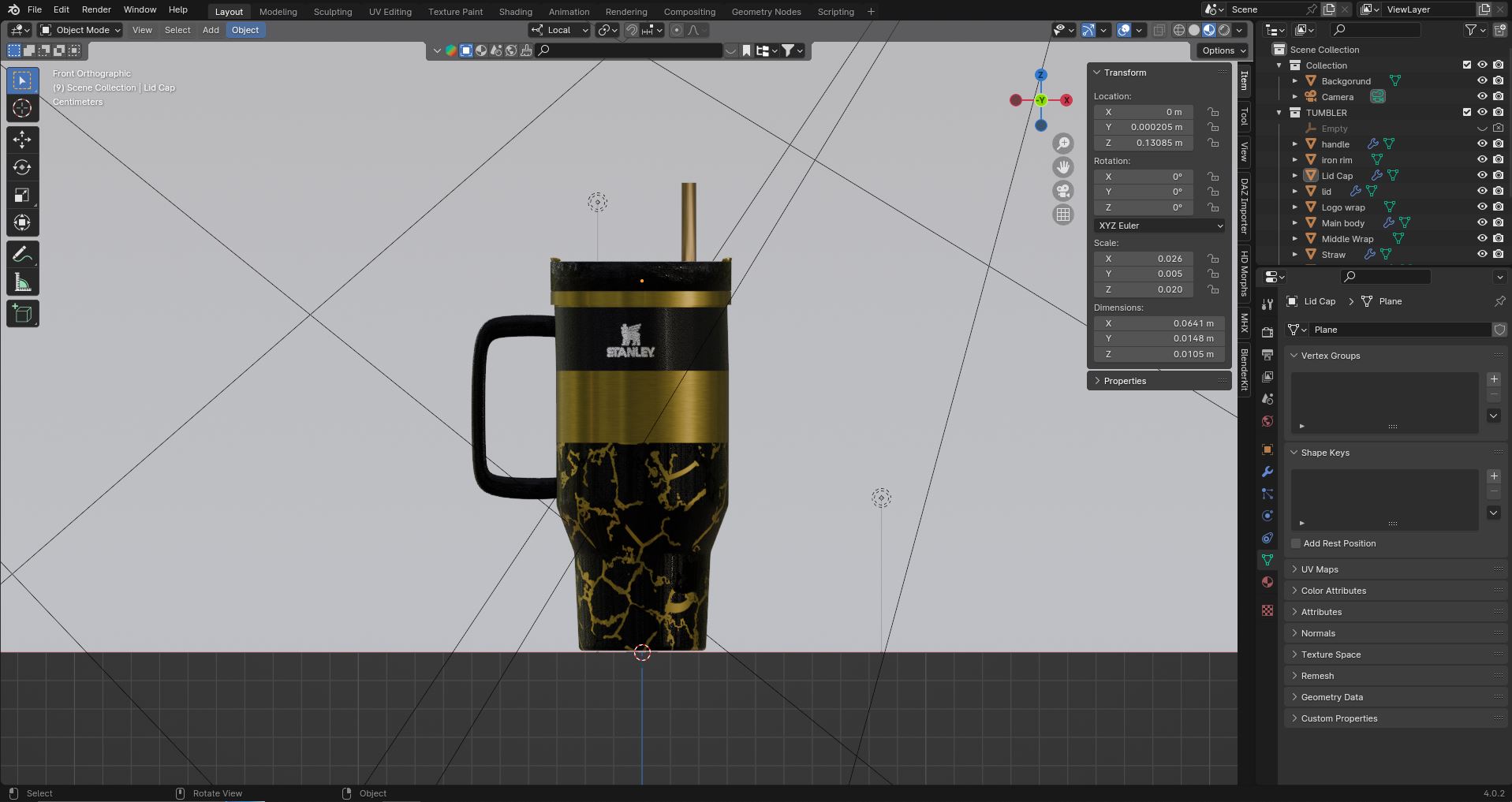 Black and Gold Kintsugi Stanley Tumbler Cup preview image 2